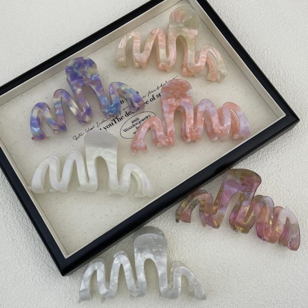 Mode Neues Design Individuelles Logo European American Wave 10,5 cm Acetat Shark Haarklammern für Frauen Mädchen Zubehör 