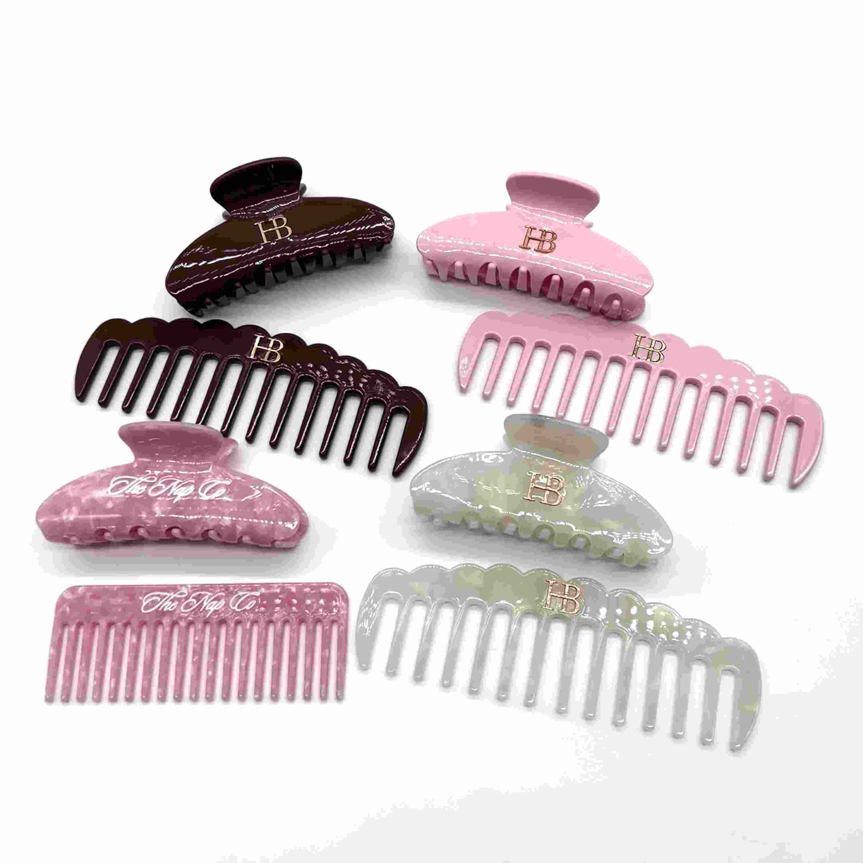Modische Damen-Haaraccessoires mit individuellem Logo, Acetat-Haarklammer und Kamm-Set für Salon und Haarpflege