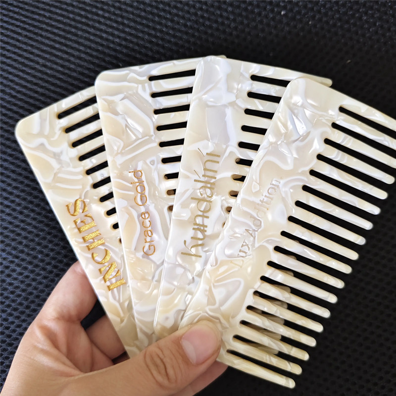 BSCI & GRS Factory Wholesale Massage Barber Custom Logo Acetate Hair Comb With Wide Teeth for Women Girls