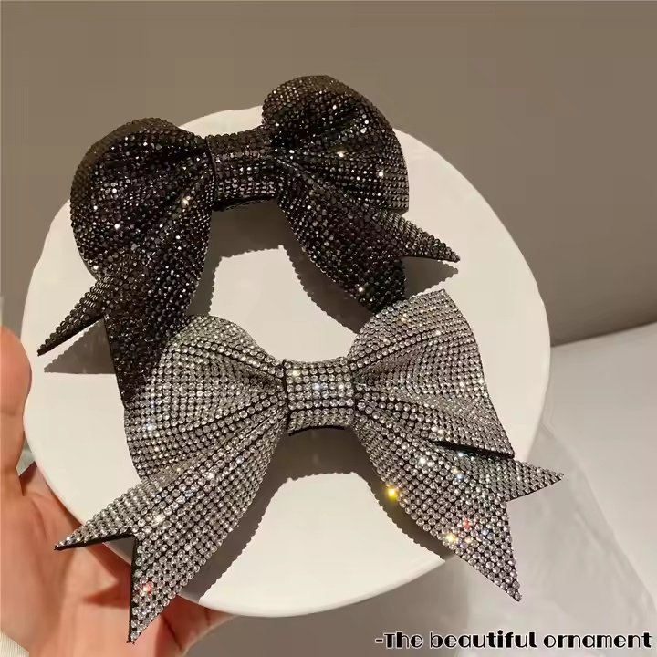 Luxus Haarstifte Kristall Strassonstone Bowknot Metal Hair Clip für Frauen zum Festival Geschenk