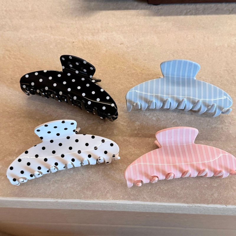 Neue französische Mode, Retro, umweltfreundlich, individuelles Logo, Streifen, süße Tupfen, Acetat-Haarklammern für Damen und Mädchen, Haarschmuck