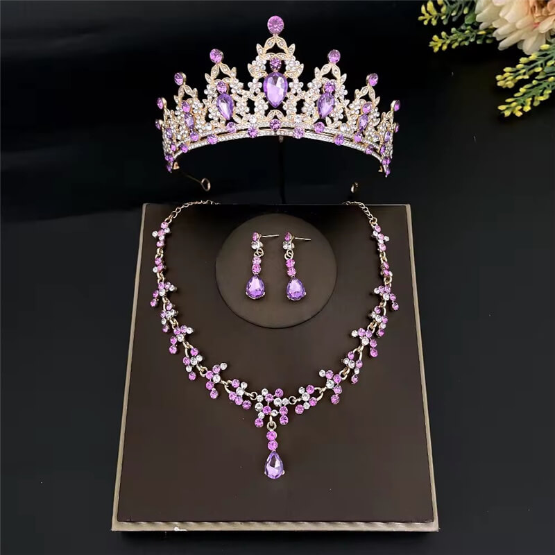 Tiara-Krone Tiara-Krone-Ohrring- und Halsketten-Set